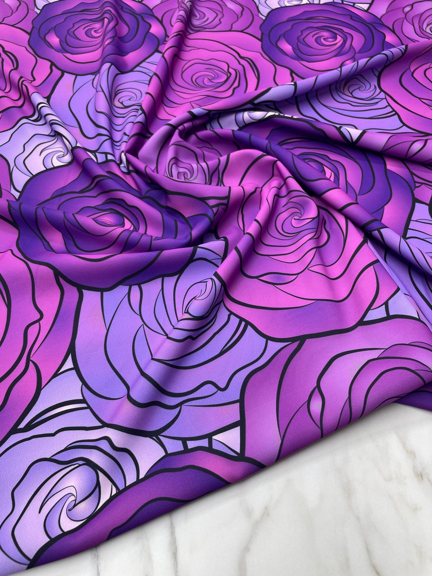 Büyük Çiçek Desen Elbiselik Gömleklik Krep Kumaş