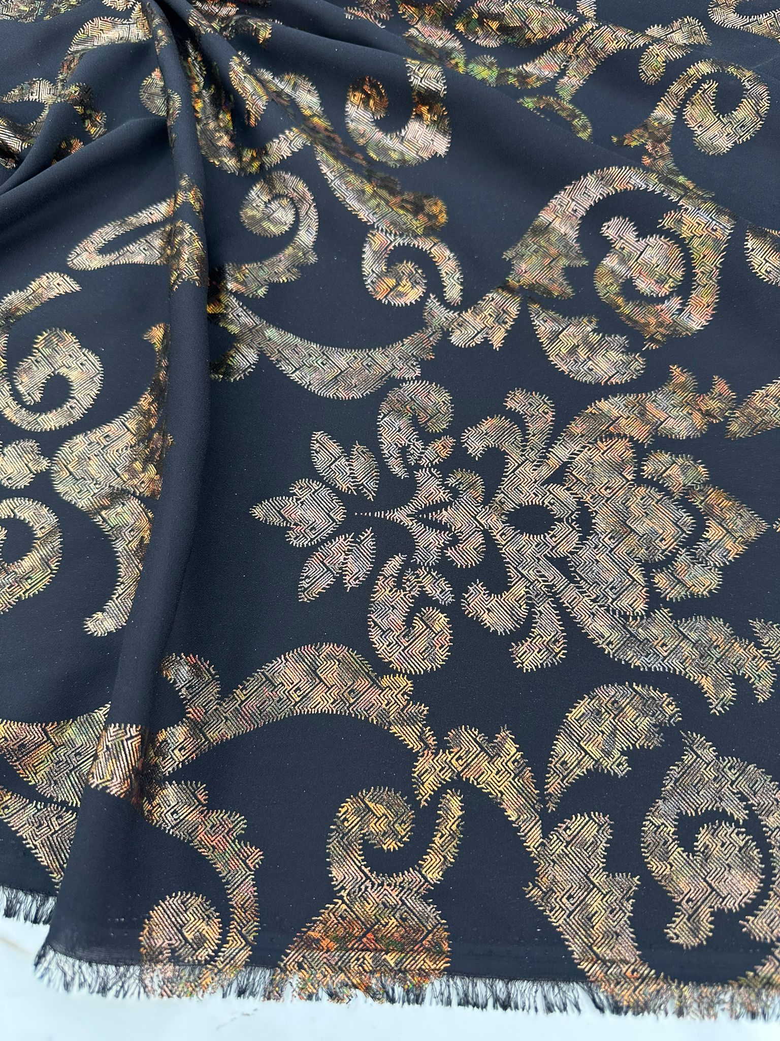 Fantazi Otantik Desen Varak Kablama İnce Krep