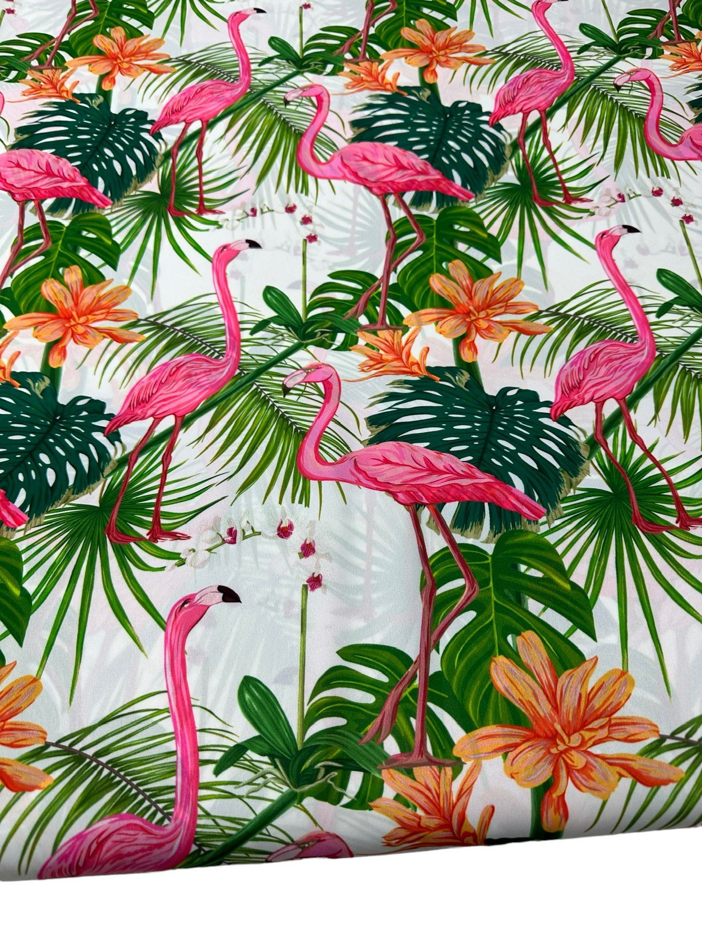 Flamingo Desen Elbiselik Gömleklik Krep Kumaş