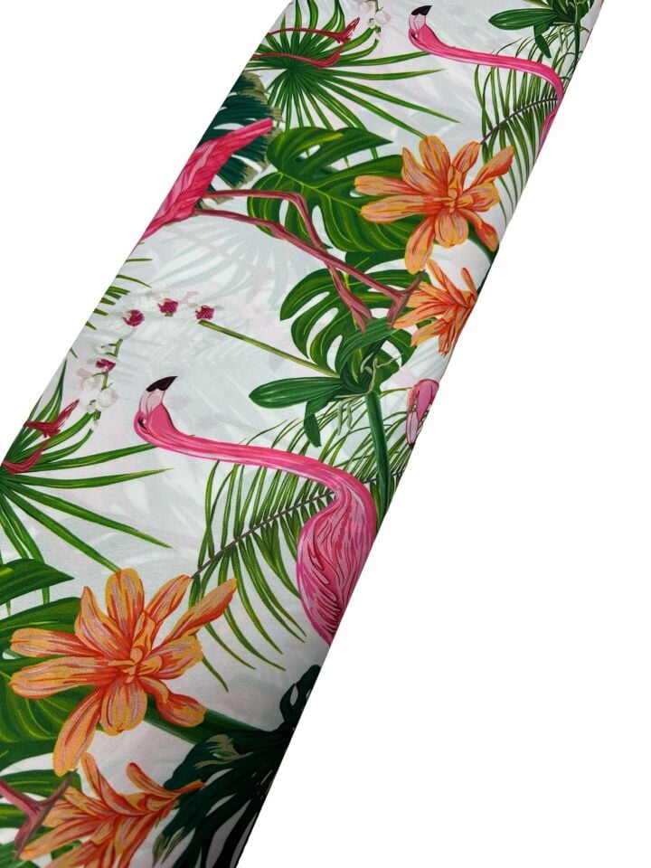 Flamingo Desen Elbiselik Gömleklik Krep Kumaş