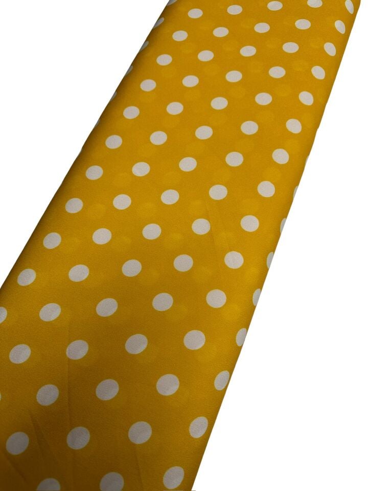 Sarı Puantiye Desen Elbiselik Gömleklik Krep Kumaş