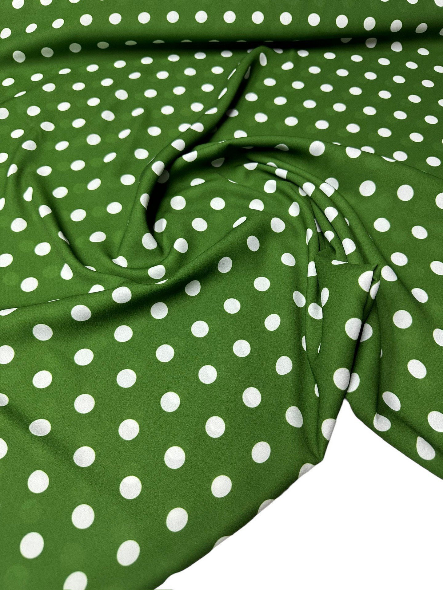 Yeşil Puantiye Desen Elbiselik Gömleklik Krep Kumaş