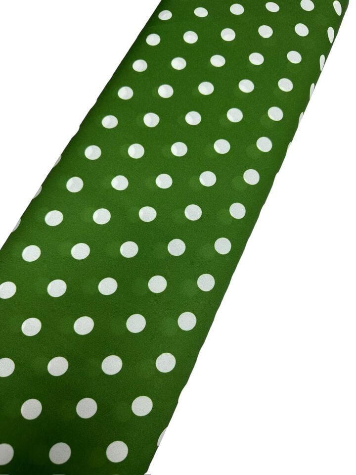 Yeşil Puantiye Desen Elbiselik Gömleklik Krep Kumaş