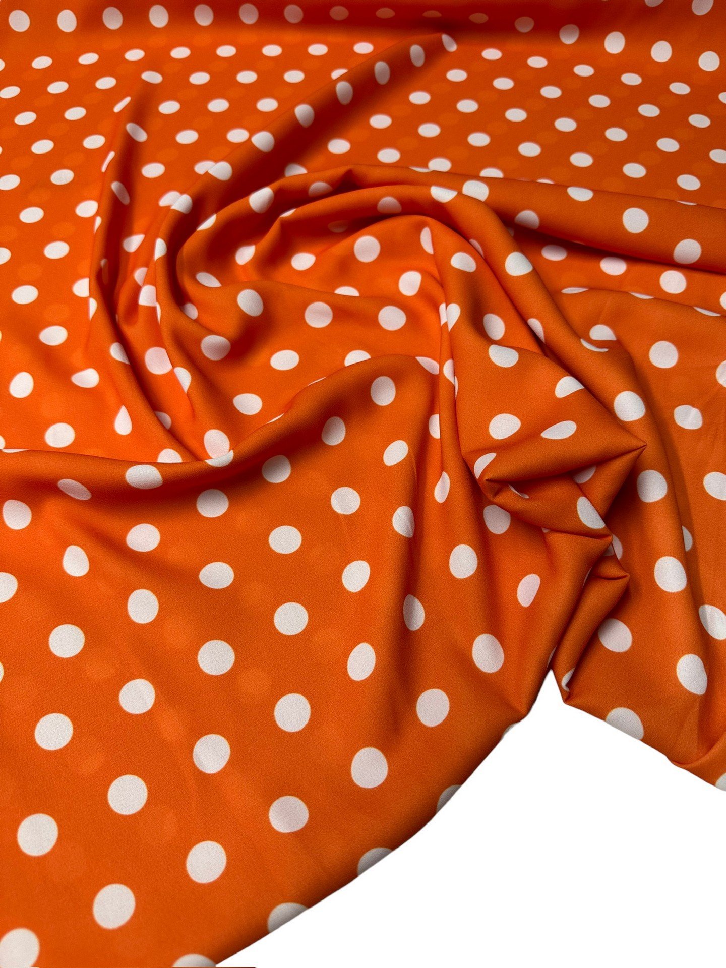 Turuncu Puantiye Desen Elbiselik Gömleklik Krep Kumaş
