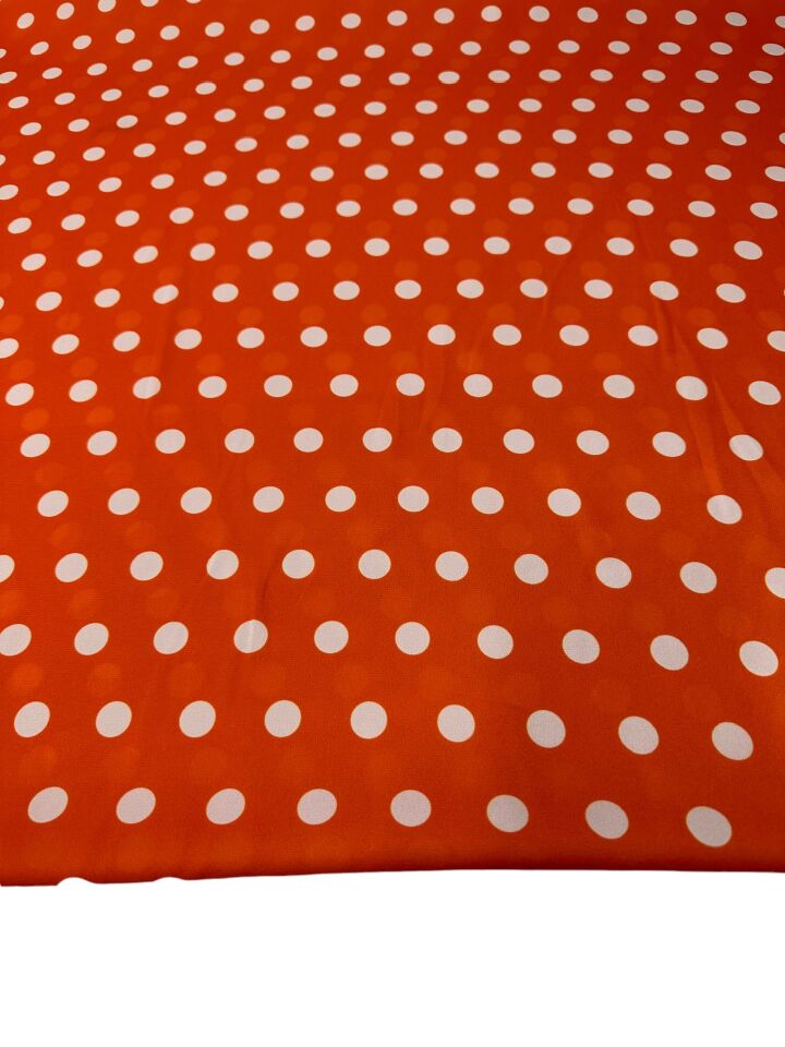 Turuncu Puantiye Desen Elbiselik Gömleklik Krep Kumaş