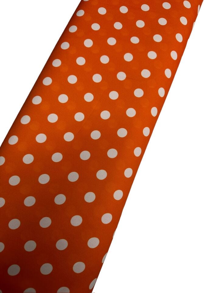 Turuncu Puantiye Desen Elbiselik Gömleklik Krep Kumaş