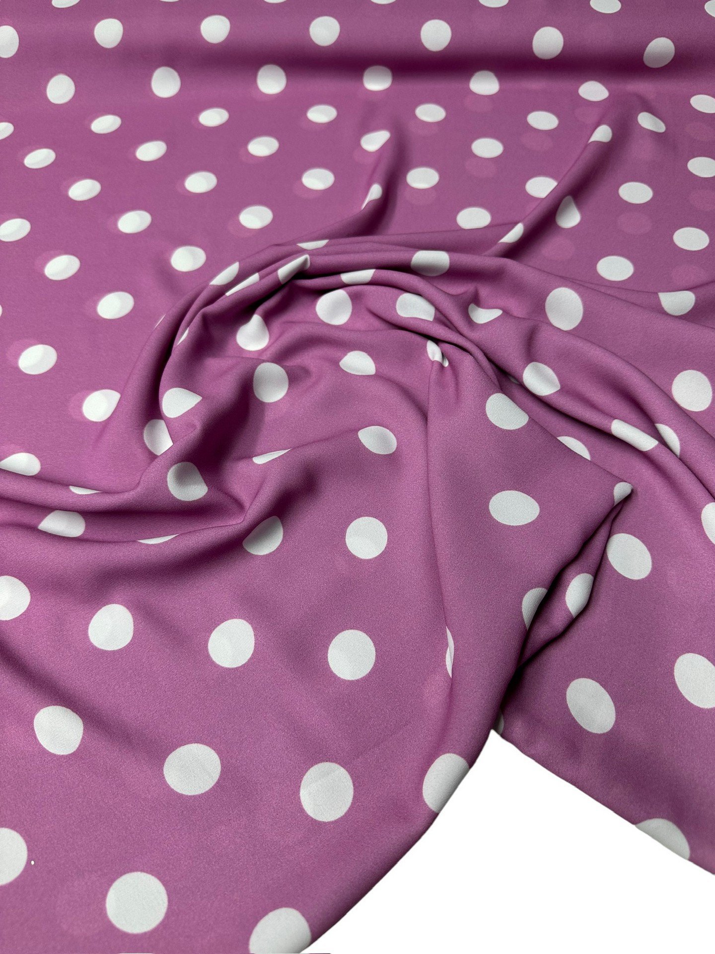 Leylak Puantiye Desen Elbiselik Gömleklik Krep Kumaş