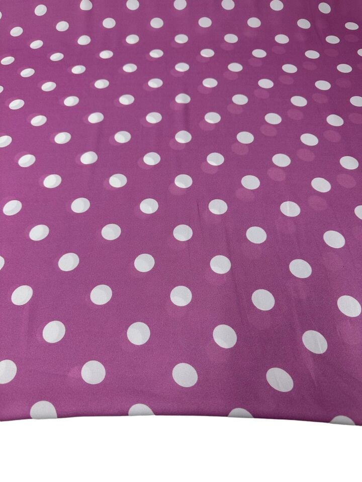 Leylak Puantiye Desen Elbiselik Gömleklik Krep Kumaş