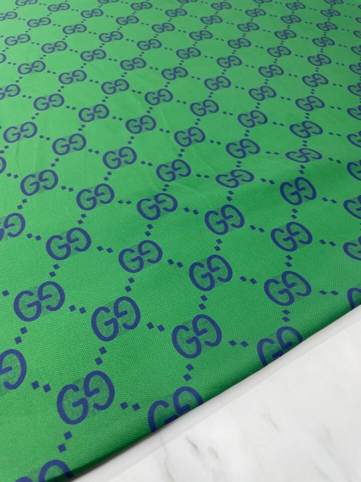 Yeşil GG Desen Elbiselik Gömleklik Tivil Saten Kumaş