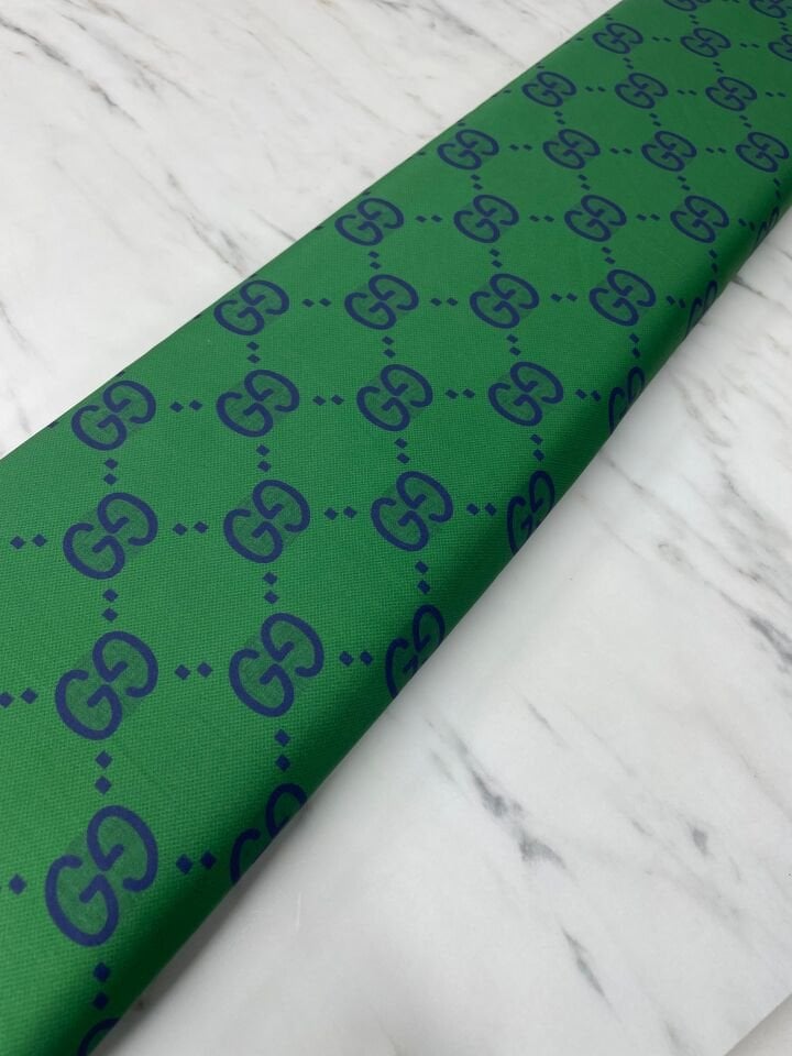 Yeşil GG Desen Elbiselik Gömleklik Tivil Saten Kumaş
