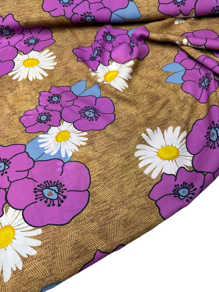 Geranium Desen Elbiselik Gömleklik Krep Kumaş