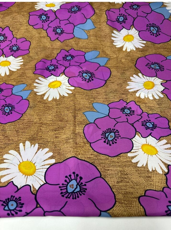 Geranium Desen Elbiselik Gömleklik Krep Kumaş