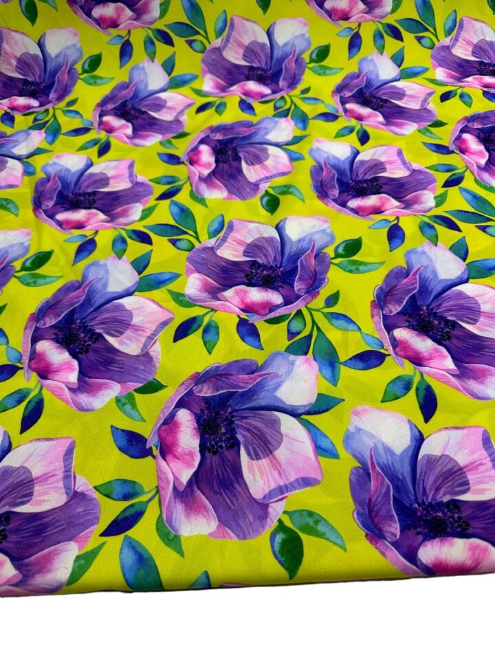 Çuha Çiçeği Desen Elbiselik Gömleklik Krep Kumaş