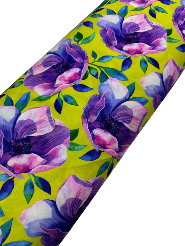 Çuha Çiçeği Desen Elbiselik Gömleklik Krep Kumaş