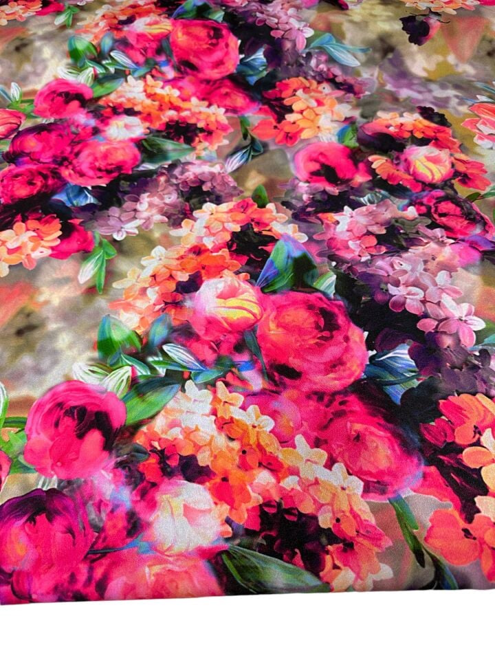 Çiçek Desen Elbiselik Gömleklik Krep Kumaş