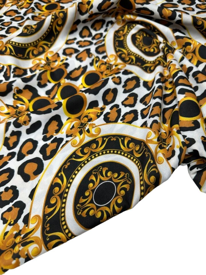 Leopar Desen Elbiselik Gömleklik Krep Kumaş
