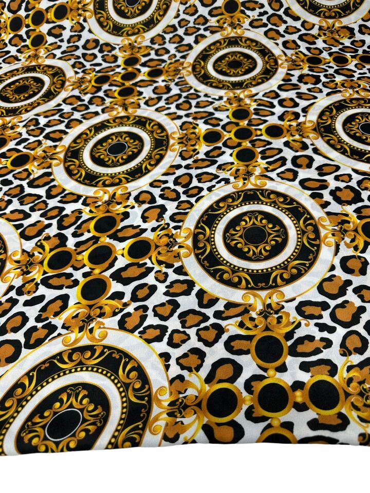 Leopar Desen Elbiselik Gömleklik Krep Kumaş