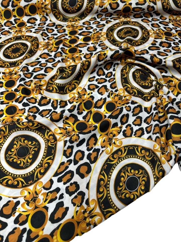 Leopar Desen Elbiselik Gömleklik Krep Kumaş
