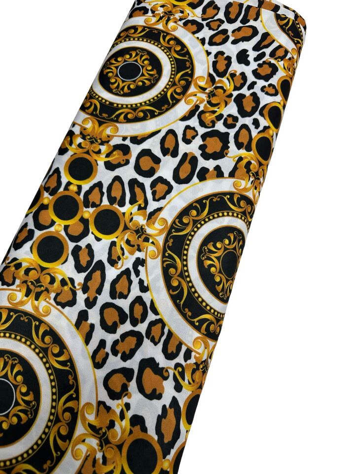 Leopar Desen Elbiselik Gömleklik Krep Kumaş