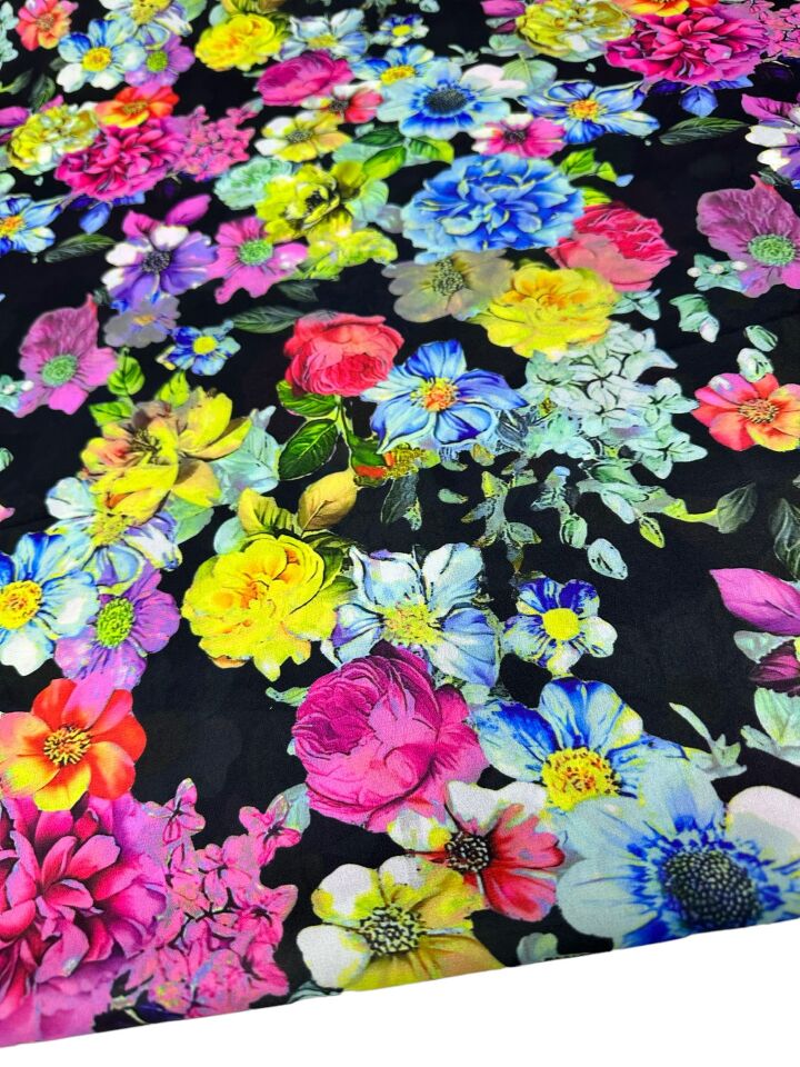 Çiçek Desen Elbiselik Gömleklik Krep Kumaş