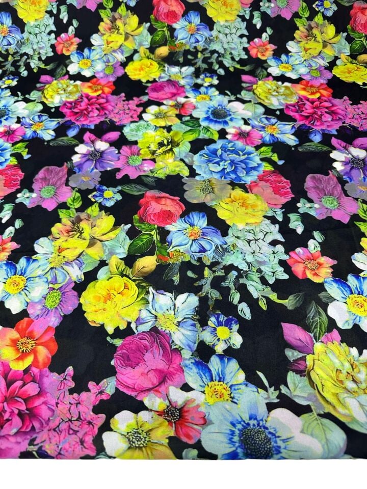 Çiçek Desen Elbiselik Gömleklik Krep Kumaş