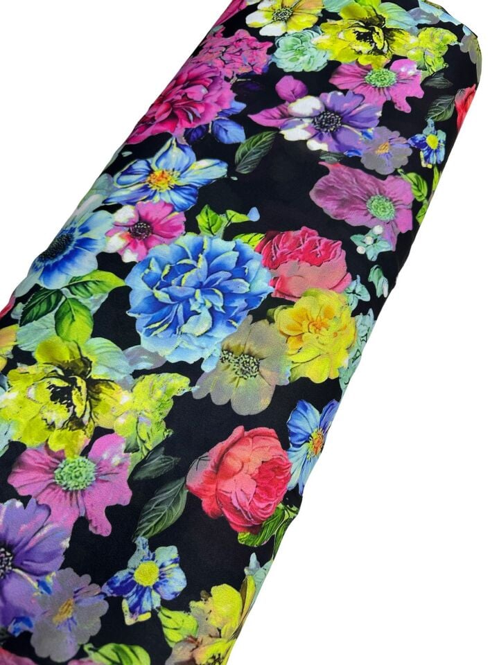 Çiçek Desen Elbiselik Gömleklik Krep Kumaş