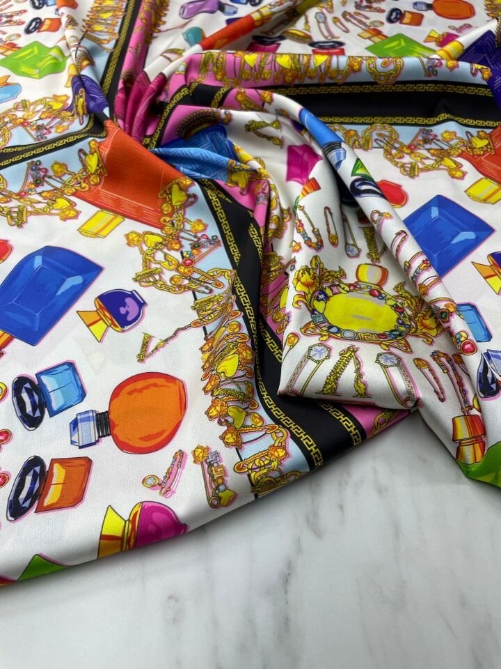 Lüks Desen Elbiselik Gömleklik Tivil Saten Kumaş