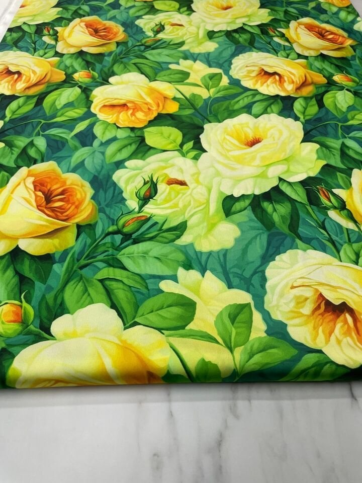Gül Desen Elbiselik Gömleklik Tivil Saten Kumaş