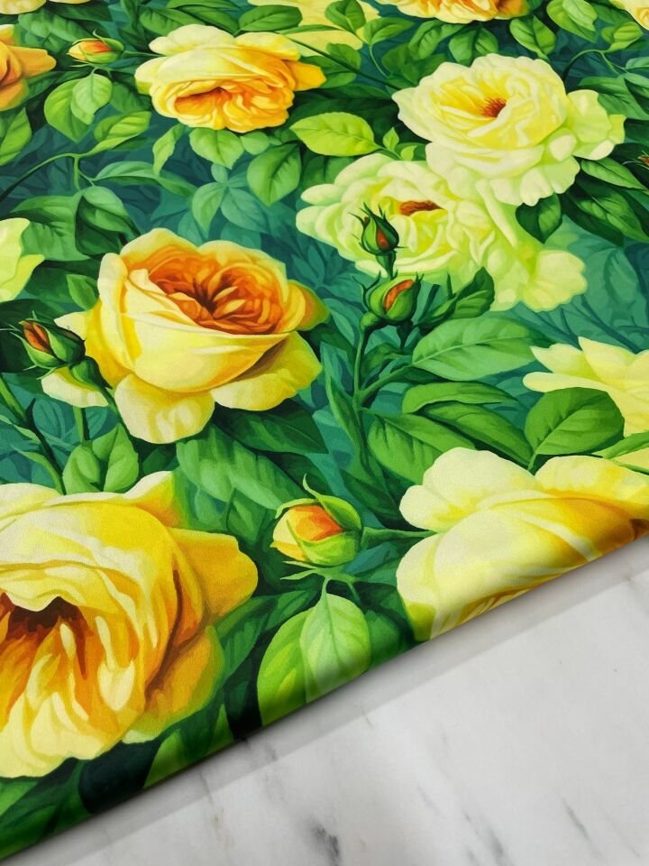 Gül Desen Elbiselik Gömleklik Tivil Saten Kumaş