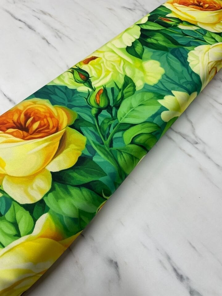 Gül Desen Elbiselik Gömleklik Tivil Saten Kumaş