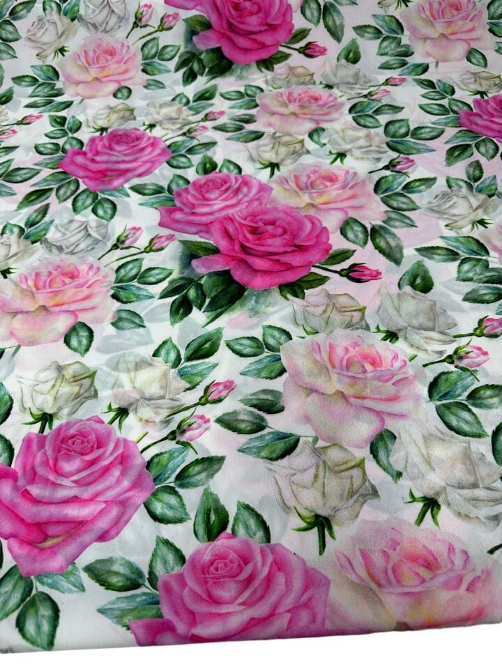 Gül Desen Elbiselik Gömleklik Krep Kumaş