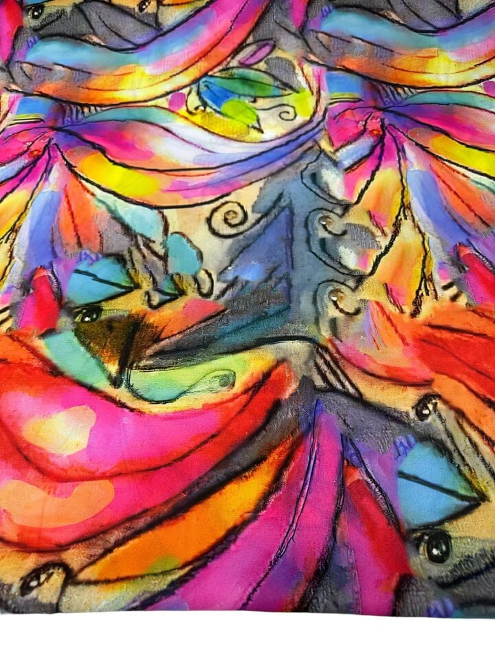 Renkli Desen Elbiselik Gömleklik Krep Kumaş