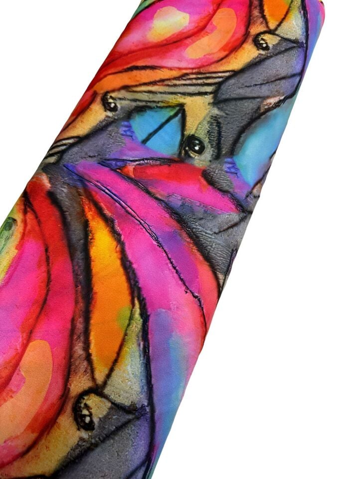 Renkli Desen Elbiselik Gömleklik Krep Kumaş