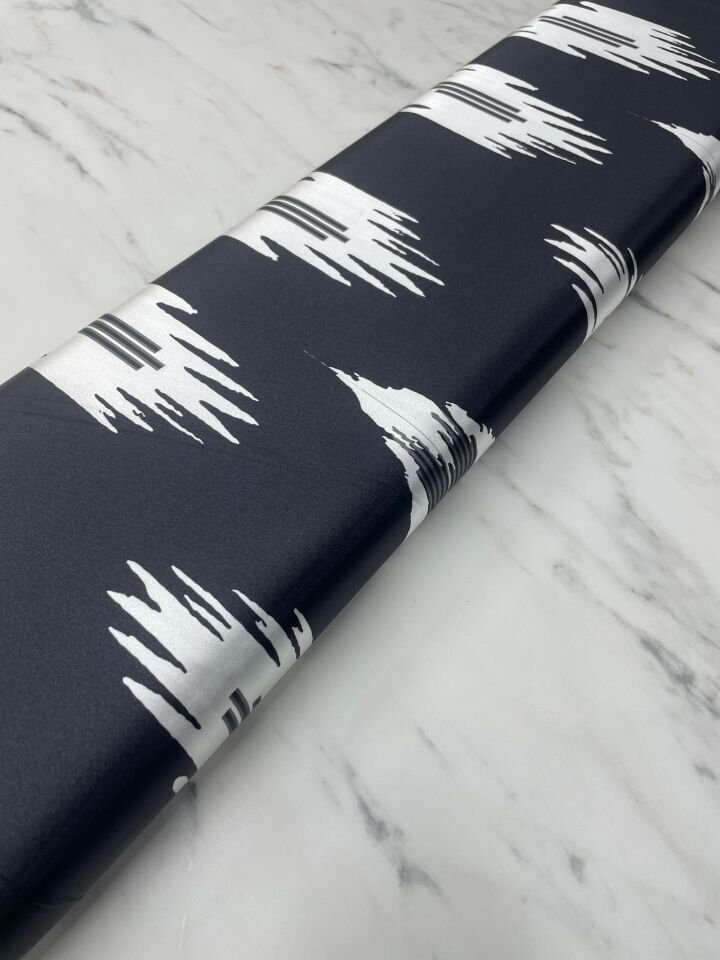 Siyah Urla Desen Elbiselik Gömleklik Tivil Saten Kumaş