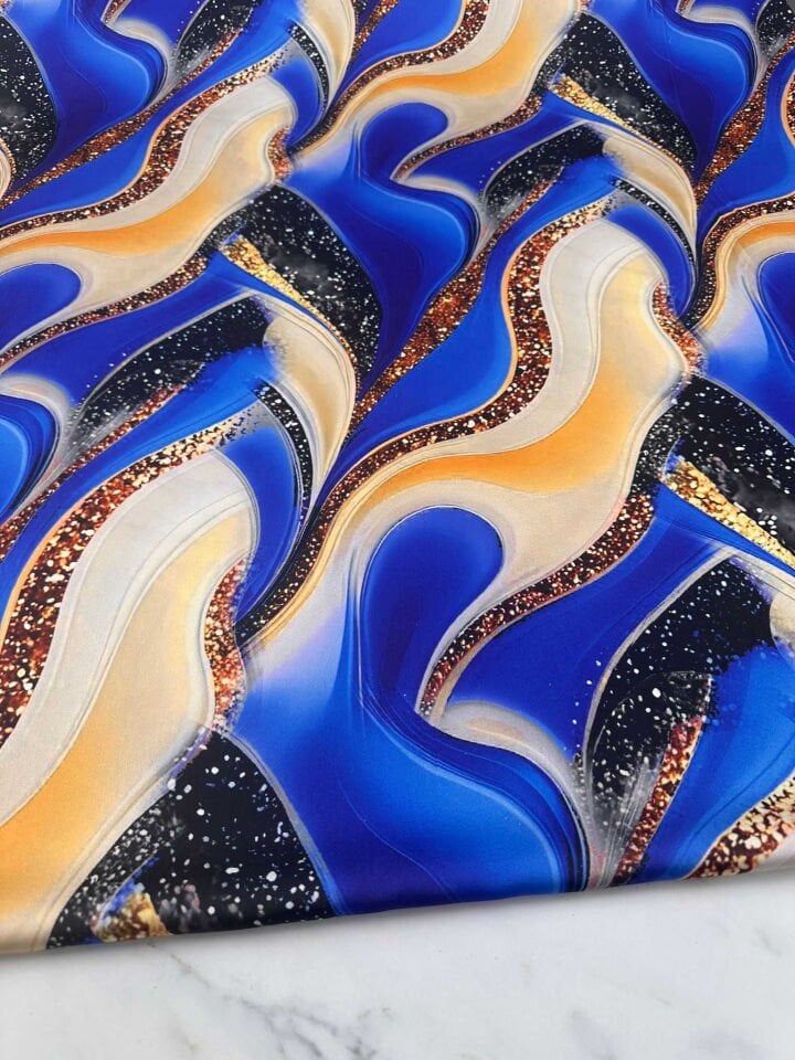 Pırlanta Desen Dijital Baskı İpek Saten Kumaş