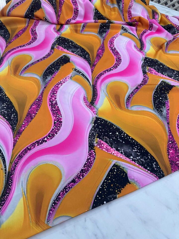 Pırlanta Desen Dijital Baskı İpek Saten Kumaş