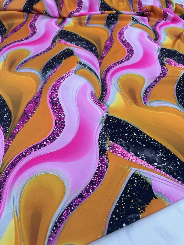 Pırlanta Desen Dijital Baskı İpek Saten Kumaş