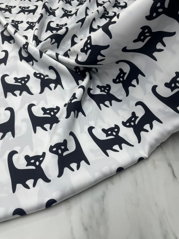 Kedi Desen Elbiselik Gömleklik Tivil Saten Kumaş