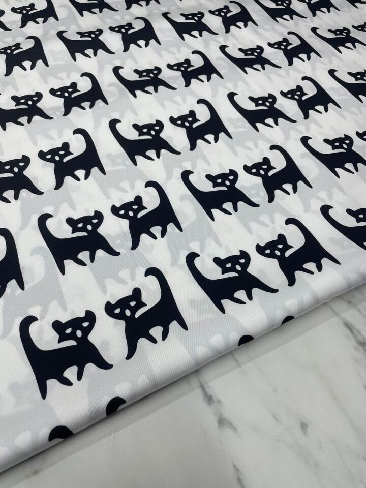 Kedi Desen Elbiselik Gömleklik Tivil Saten Kumaş