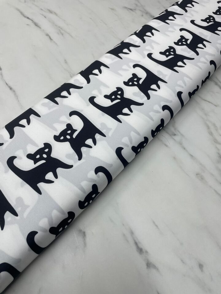 Kedi Desen Elbiselik Gömleklik Tivil Saten Kumaş