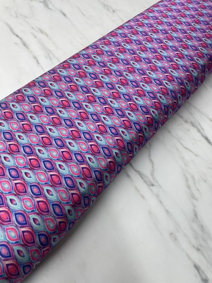 Küçük İkat Desen Elbiselik Gömleklik Tivil Saten Kumaş