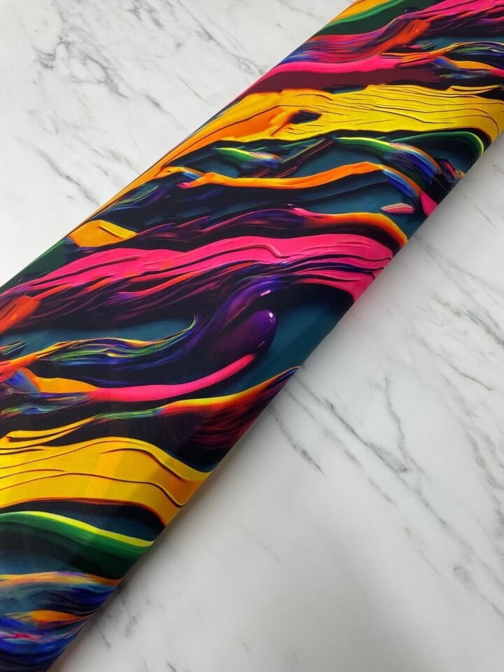 Renkli Dalga Desen Elbiselik Gömleklik Krep Kumaş