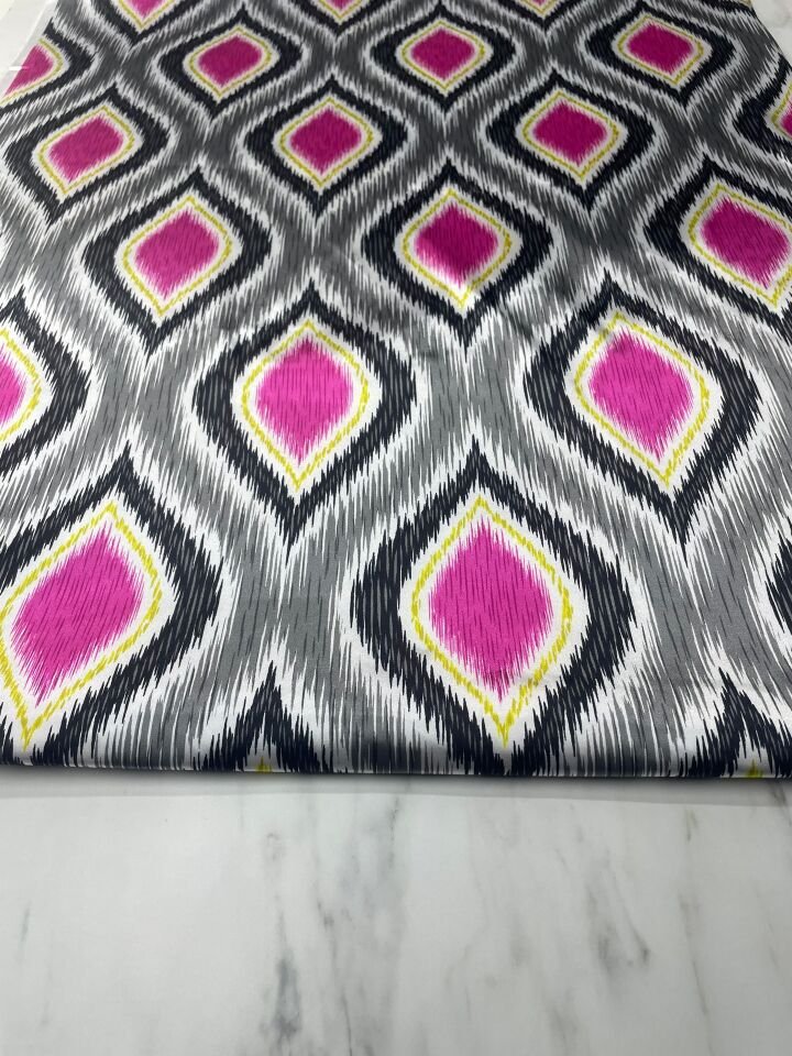 Gri Zeno Desen Elbiselik Gömleklik Tivil Saten Kumaş