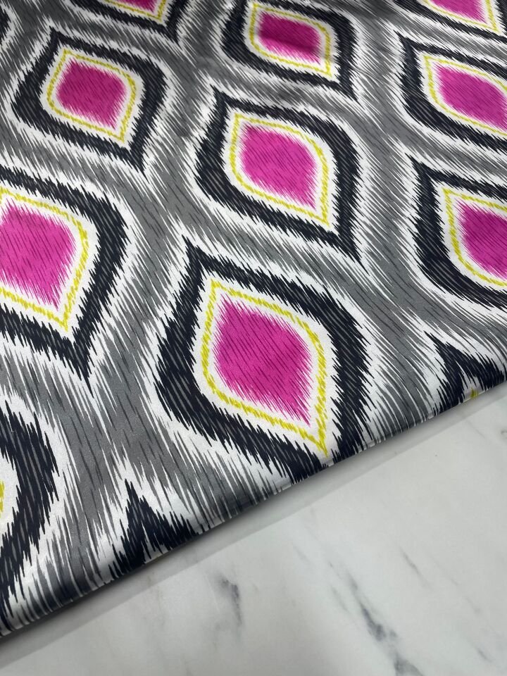 Gri Zeno Desen Elbiselik Gömleklik Tivil Saten Kumaş