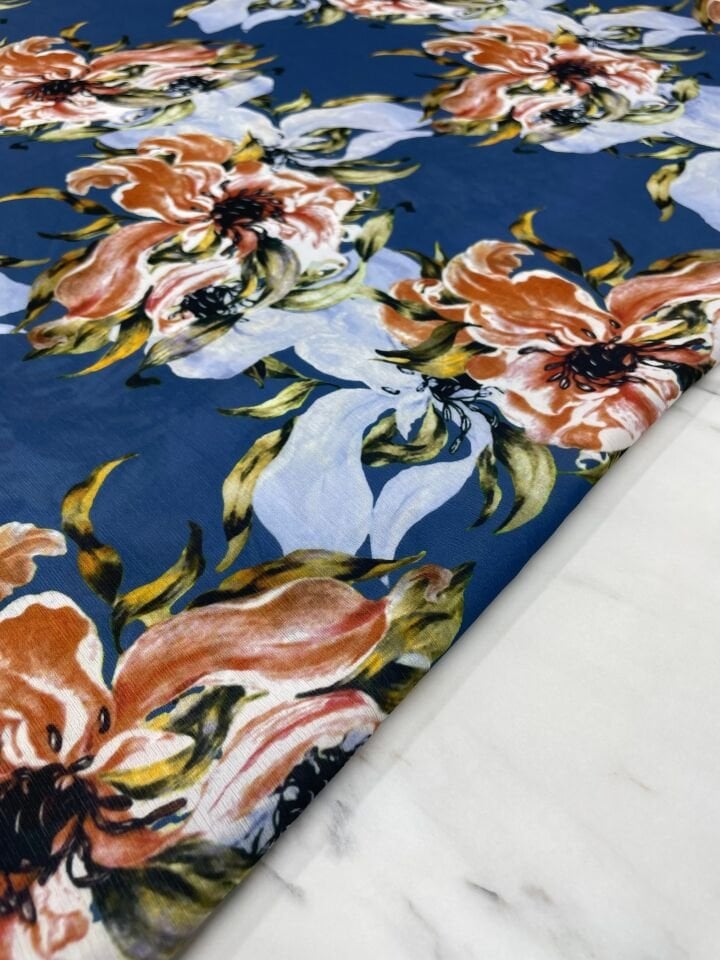 Çiçek Desen Elbiselik Gömleklik Krep Kumaş