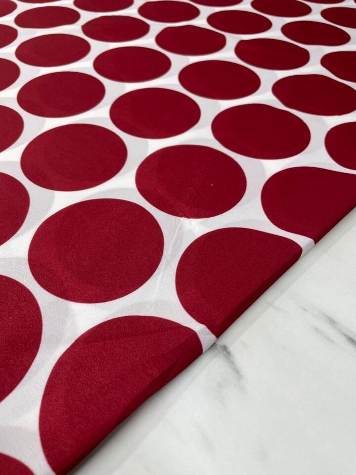 Büyük Puantiye Desen Elbiselik Gömleklik Krep Kumaş