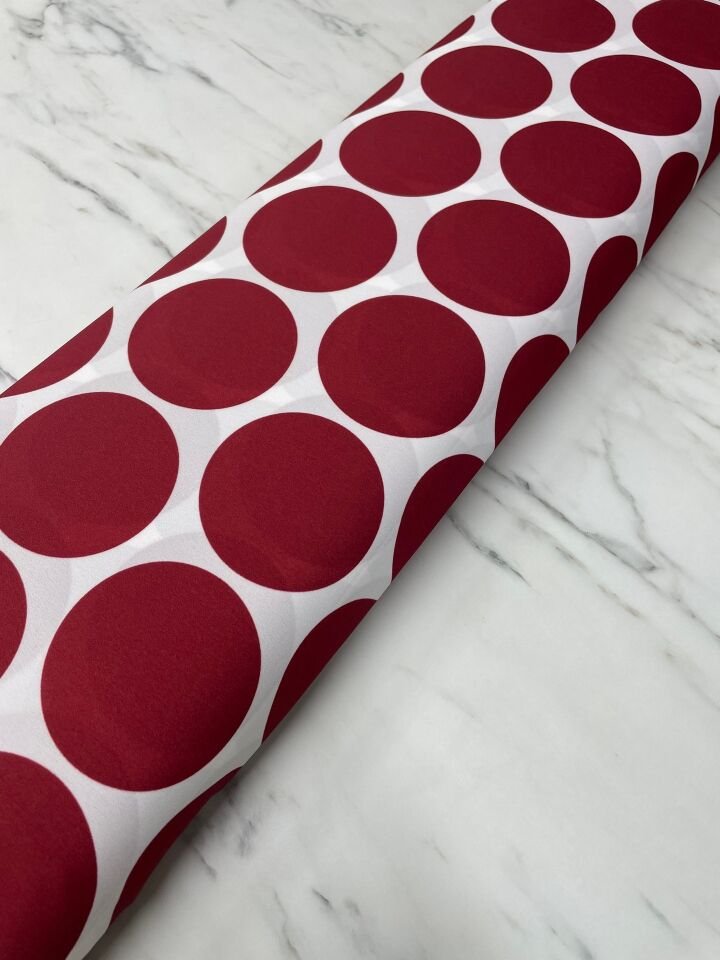 Büyük Puantiye Desen Elbiselik Gömleklik Krep Kumaş