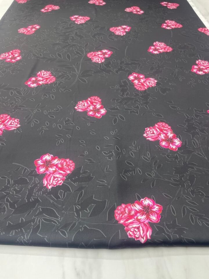 Az Çiçekli Desen Elbiselik Gömleklik Tivil Saten Kumaş