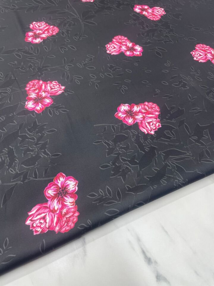 Az Çiçekli Desen Elbiselik Gömleklik Tivil Saten Kumaş