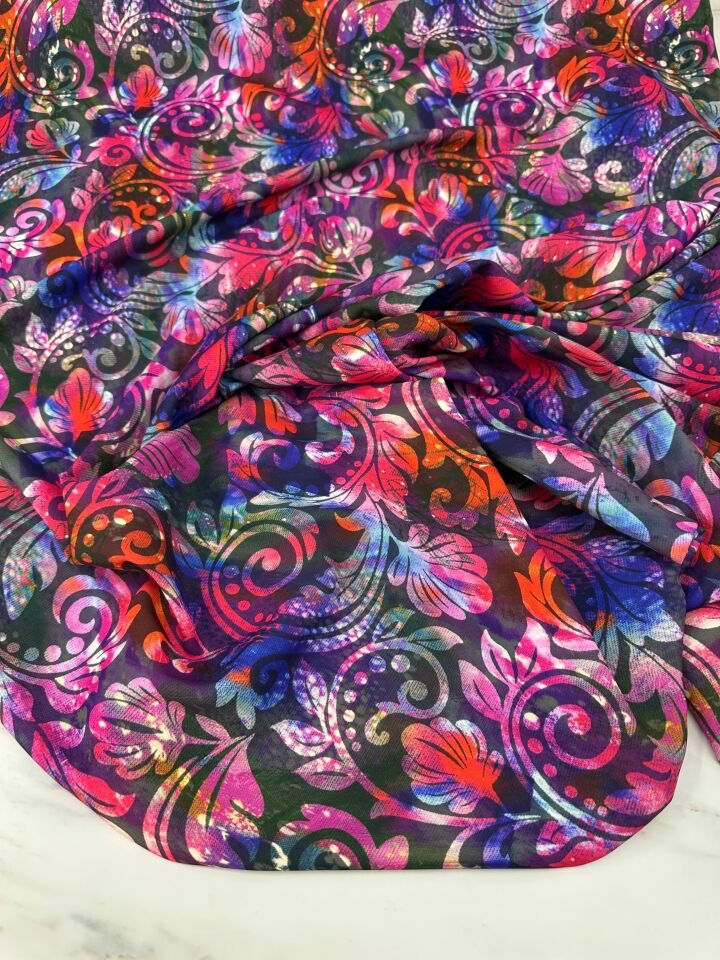 Nakış Desen Elbiselik Gömleklik Krep Kumaş